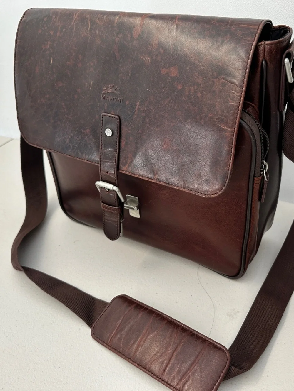 Mancini Leather Briefcase with adjustable shoulder strap